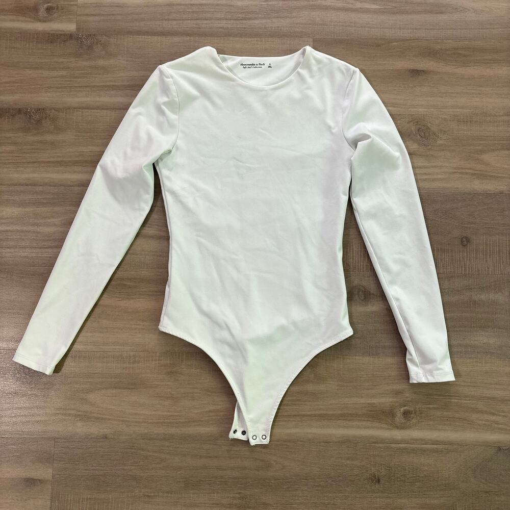Abercrombie & Fitch White Long Sleeve BodySuit Women Size Small